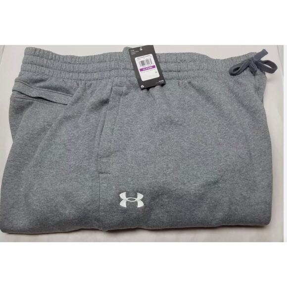 Under Armour Mens UA Rival Fleece Puddle Pants Gray Size 2XL Sweats 1383097 New - Picture 8 of 8